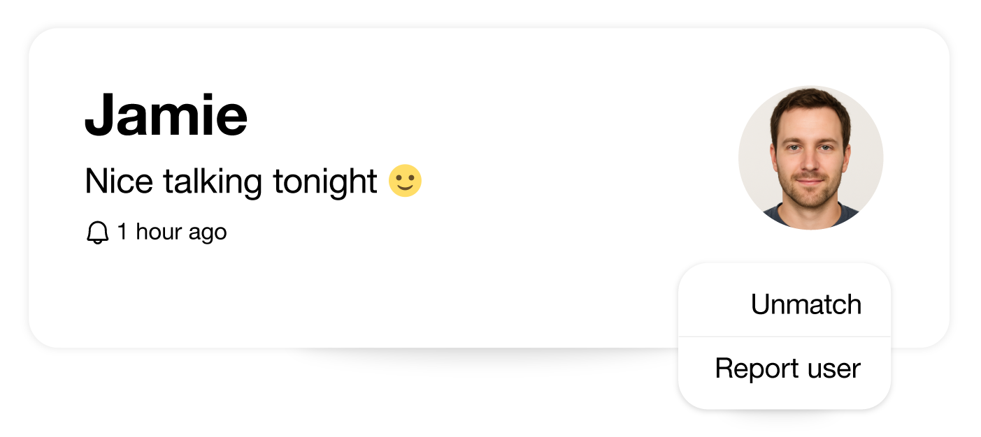 Unmatch and report in the app